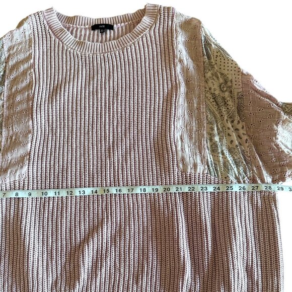 Fate Anthropologie Women's 3XL Pink Knit Sweater Lace-Patchwork Detailed-Arms - Picture 5 of 8